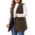 thumbnail image 4 of Agnes Orinda Women's Plus Size Halloween Outfits Corduroy Vest Lapel Sleeveless Double Breasted Fall Blazer Waistcoat with Pocket 1X Dark Brown, 4 of 6