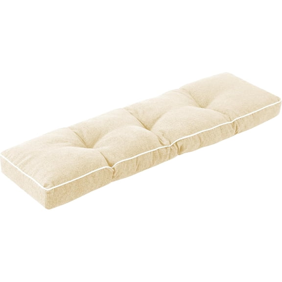 Bench Cushion, 36 x 14 Inch Patio Furniture Cushions with Durable Ties, Soft Memory Foam Bench Cushions for Indoor/Outdoor Furniture with Non-Slip Bottom, Kitchen&Dining, Beige