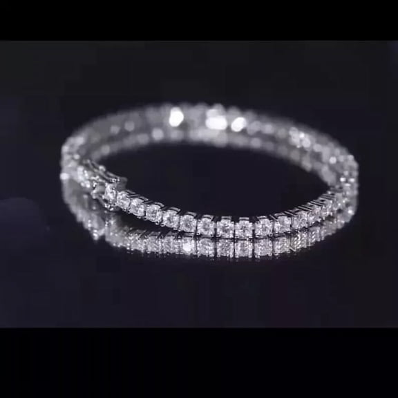 7Ct Round Cut Lab Created Diamond 14k White Gold Plated Women's Tennis Bracelet