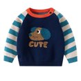 thumbnail image 2 of Odeerbi Infant Boys Girls Sweater Cute Winter Thermal Knit Crewneck Sweater Winter Knitted Soft Cute Puppy Print Striped Unisex Sweater Infant Clothes Dark Blue, 2 of 4