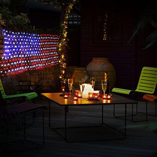WILLED LED Flag Net Lights of The United States, Waterproof American Flag String Light for Christmas,Festival, Holiday, Independence Day, Memorial Day, Decoration, Garden, Yard, Indoor and Outdoor