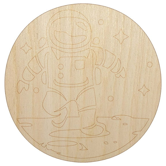 Astronaut In Space on the Moon Wood Shape Unfinished Piece Cutout Craft DIY Projects - 4.70 Inch Size - 1/8 Inch Thick