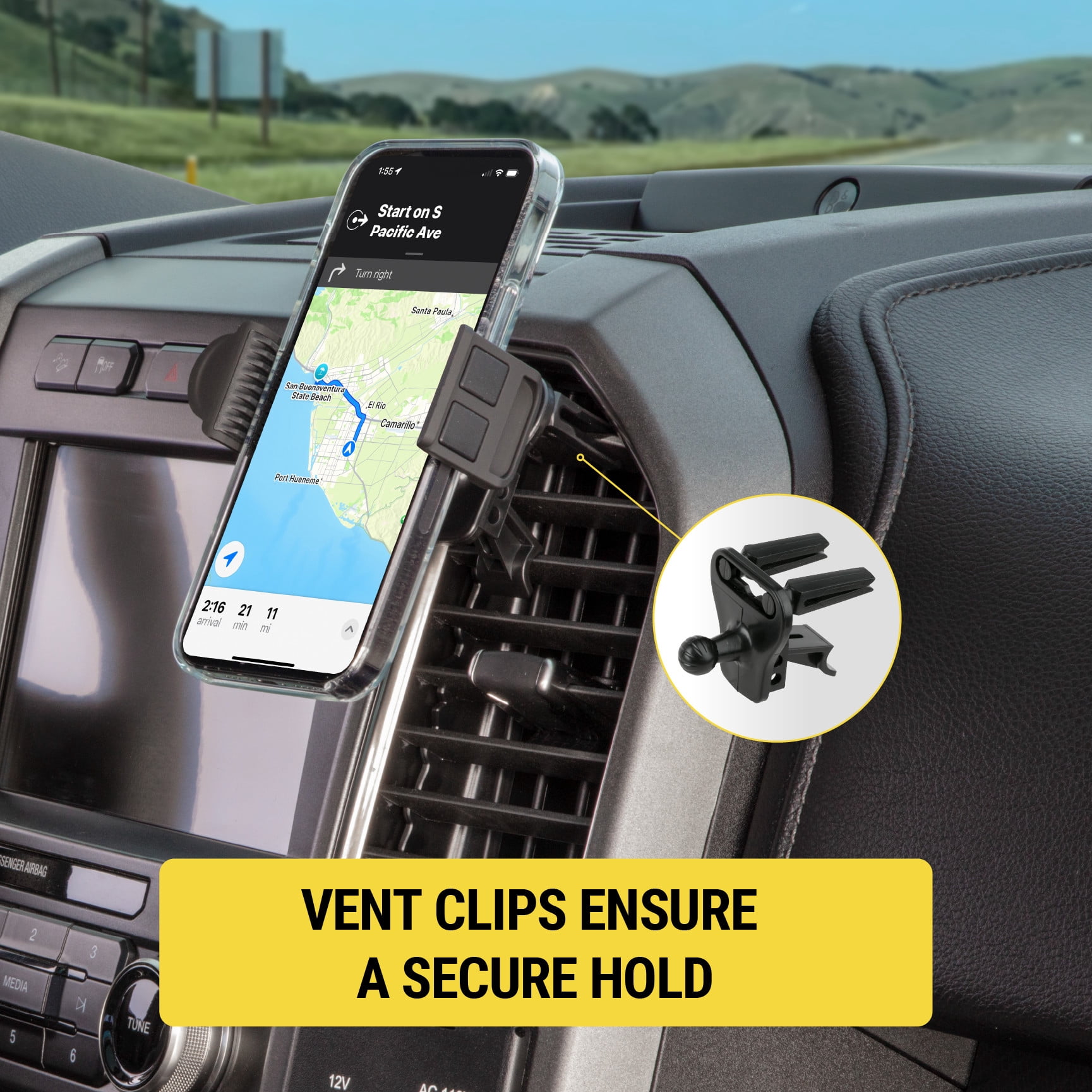 Scosche Universal 3-in-1 Vent/Windshield/Dashboard Suction Cup Window/ Vent Mount Black HDVM