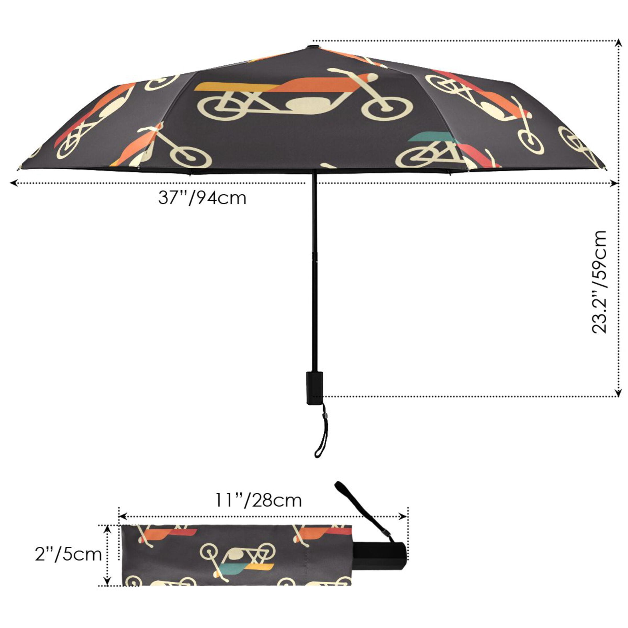 ALAZA Motorcycles UPF 50+ Compact Folding Umbrella for Rain Travel Umbrella Packable