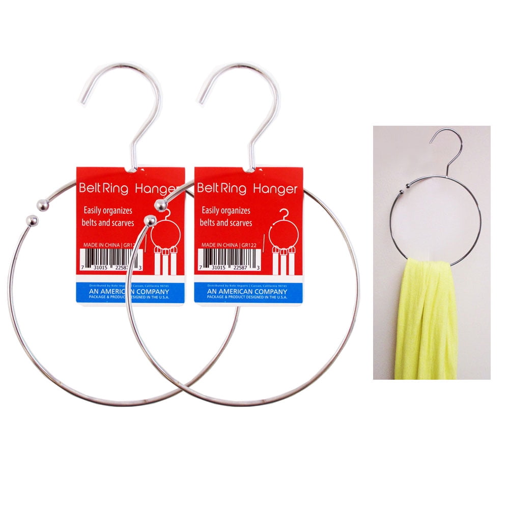 2 Ring Hanger Hole Design Scarf Belt Tie Closet Organizer Holder Hook