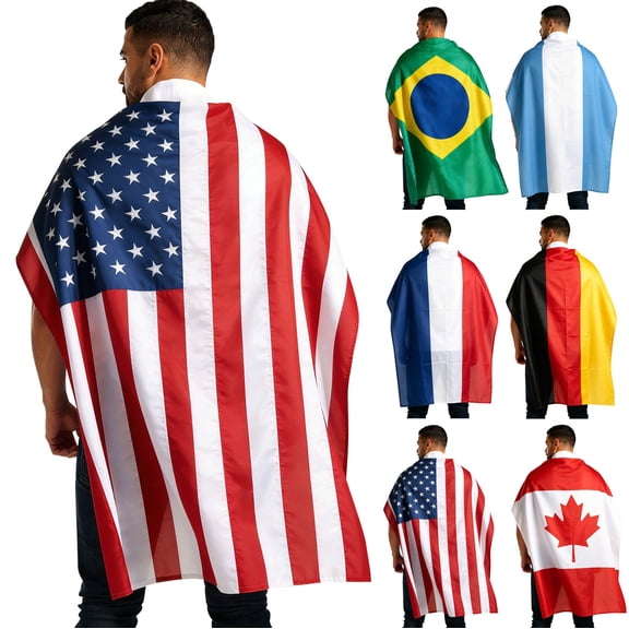 National Shoulder Flag Cape for Adults Lightweight Breathable Sports Fan Wear