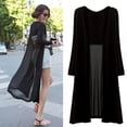 thumbnail image 1 of Cardigan Long Décontracté pour Femmes, Ouvert devant, Léger, Ourlet Haut-Bas, Modal, Chiffon, Manches Longues, 1 of 4