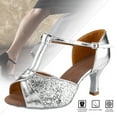 thumbnail image 4 of Tacones para fiestas de salsa, tango y bailes de salón, talla 39, zapatos de baile latino brillantes para mujer, 4 of 8