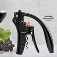 thumbnail image 6 of Ivation Wine Bottle Opener | Manual Handheld Corkscrew with Ergonomic Lever Pump, Standing Vertical Design, Soft Bottleneck Grip, Nonstick Screw & Easy No-Twist Cork Removal | Black & Bronze Stainles, 6 of 8