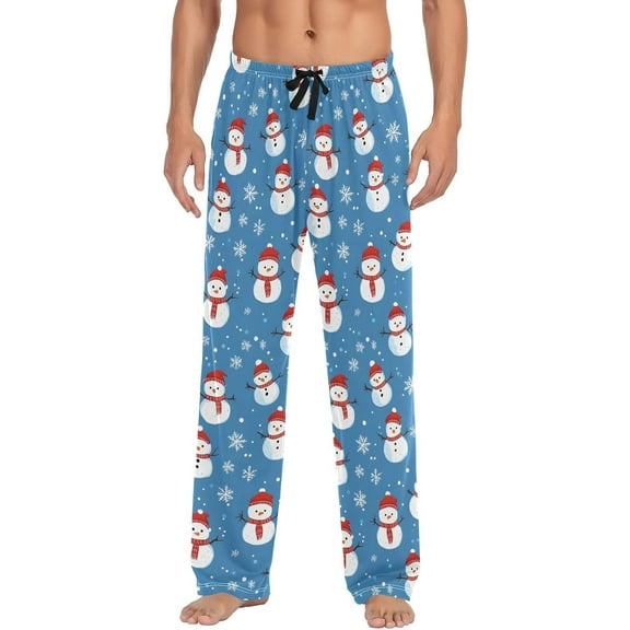 SKQIT Men's Pajama Pants Snowman Christmas Sleep Bottoms Lounge Sleepwear with Pockets Drawstring