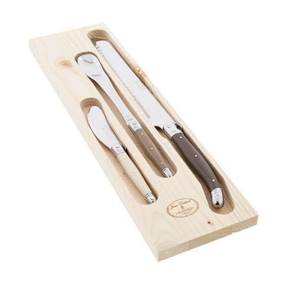 Set de desayuno Jean Dubost con asas de lino en caja gris