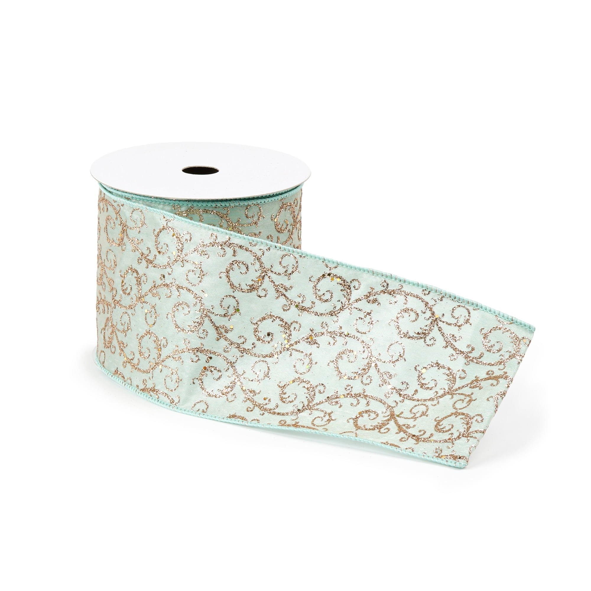 Melrose 91407DS 4 in. x 10 Yard Wired Nylon Polyester Ribbon, Blue & Gold