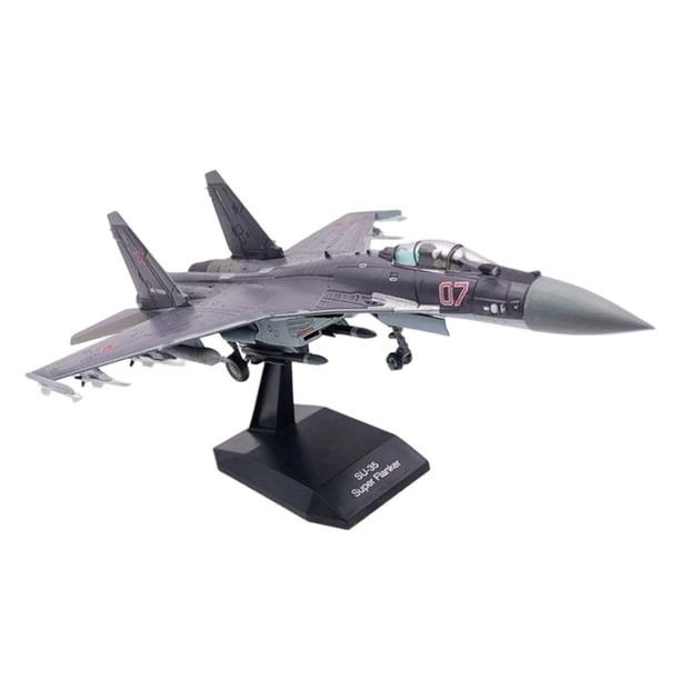 Juguetes de aviones,Modelo de avión de combate SU35 de la Fuerza Aérea Rusa,Die Cast 1/100 Modelos de cazas de aviones rusos,Modelo de exhibición de aviones de colección con soporte