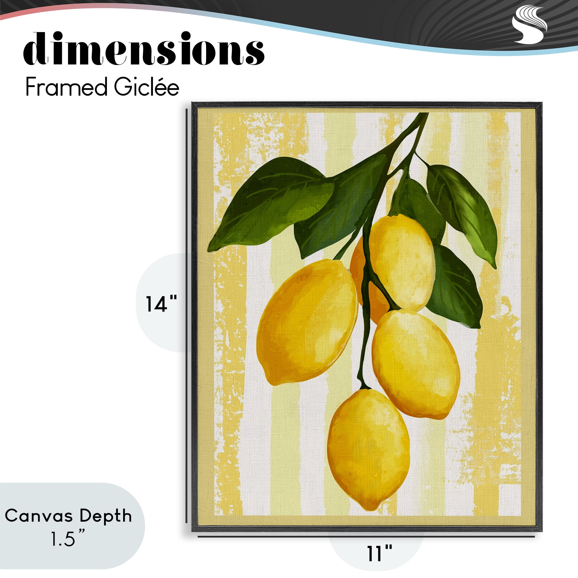 Stupell Industries Lemons on Green Branch Black Framed Giclee Art, design by Yen