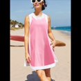 thumbnail image 4 of Conjuntos de 2 Piezas para Mujer: Jersey Informal de Cuello Redondo Sin Mangas con Bloques de Color y Pantalones Cortos A Juego con Bolsillos Rosa 4XL, 4 of 10