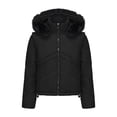 thumbnail image 3 of Cropped Puffer Jacket For Womens 2025 Winter Stand Collar Zip Up Quilted Puffer Coats With Faux Fur Hood Trendy, 3 of 6