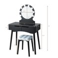 thumbnail image 3 of Topbuy Vanity Table Set w/ Lighted Makeup Dresser Mirror & Drawers Black, 3 of 8