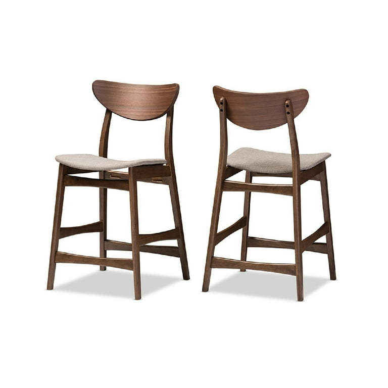 Baxton Studio Latina Mid-century Retro Modern Scandinavian Style Black Faux Leather Upholstered Walnut Wood Finishing 24-Inches Counter Stool - Set of 2 Baxton Studio Latina Mid-century Retro Modern Scandinavian Style Black Faux Leather Upholstered Walnut Wood Finishing 24-Inches Counter Stool - Set of 2