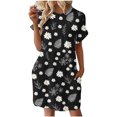 thumbnail image 2 of DPTALR Robe à Manches Courtes et Col Rond Imprimé Floral pour Femmes, Simple et Confortable, avec Poche, 2 of 6