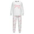 thumbnail image 5 of SonxaHe Big Girls' Outfits Valentine's Day Bow Print Loungewear T Shirt Pants Kids Sleepwear Soft Cozy Casual Outfit Set White,Sized 13-14, 5 of 6