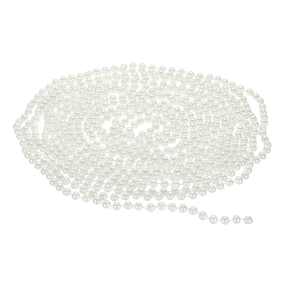 Uxcell 6mm Faux Pearl Beads Garland, 16.4 Ft Pearl String Chain Pearl Roll, White
