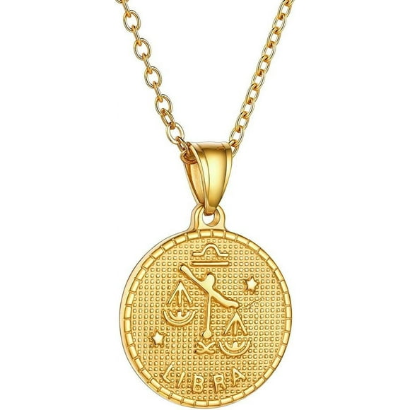 shiyou-GoldChic Jewelry Gold Zodiac Coin Necklace for Women Men, Constellation Horoscope Astrology Pendant Necklaces Lucky Jewelry