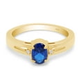 thumbnail image 3 of AFFY Oval Cut Simulated Blue Sapphire Solitaire Ring in 14k Yellow Gold Over Sterling Silver (0.58 Cttw), Ring Size- 13, 3 of 6