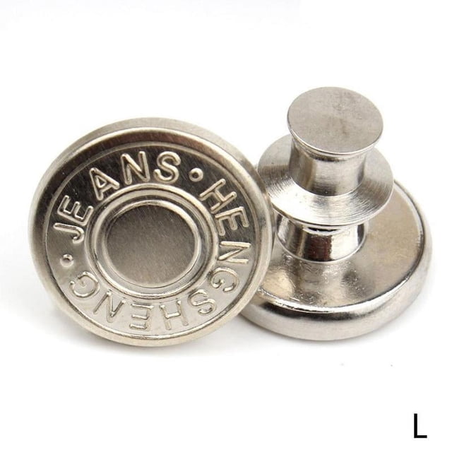 5pcs Retractable Jeans Button Adjustable Removable Stapleless Metal Buttons UK M4T9