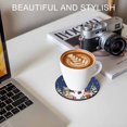 thumbnail image 6 of Navy Blue Christmas Coasters Set of 6, Absorbent Coasters for Drinks, Snowman Squirrel Pine Tree Snowflake Coaster for Desk Coffee Table Protection, Home Decor House Warming Gifts 4", 6 of 8
