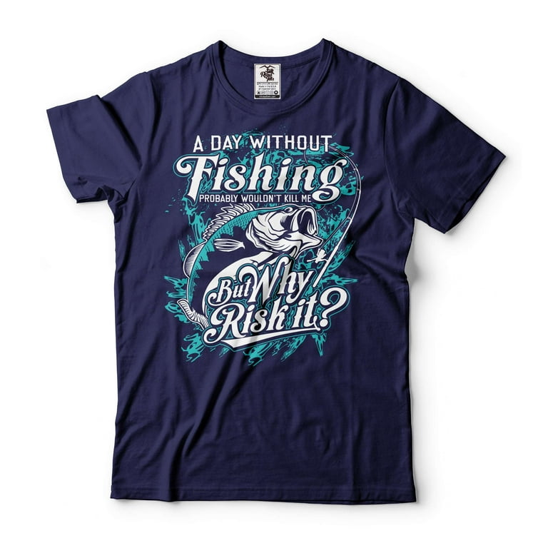 Fishing Shirt Funny Fishing Shirt A Day Without Fishing Tee Fishing Joke  Shirt Fathers Day Gift (4X-Large Black)