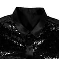 thumbnail image 6 of SeCaotees Men's Men's Long‑Sleeve Button‑Down Dress Shirt Turn‑Down Collar Glossy Splice Fabric Slim Fit For Party Nightclub Formal Occasion Shirts Black,L, 6 of 7