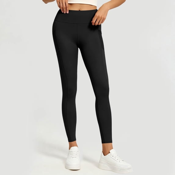 Women's Workout Leggings, High Rise Stretch Waistband, Side Pockets