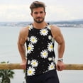 thumbnail image 6 of Susaid Daisies Flowers Print Men's Sleeveless Workout Running Tank Top Dry Fit Athletic Gym Sports Swim Beach Muscle Bodybuilding Shirts-X-Large, 6 of 7