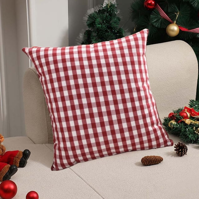 Fundas De Cojn a Cuadros, 45x45 Cm, Diseo De Tela Suave, Para Sofs, Sillones, Decoracin De Sala De Estar, Cojn Rojo, Decoracin Para El Hogar Primavera-verano, UKHBMC