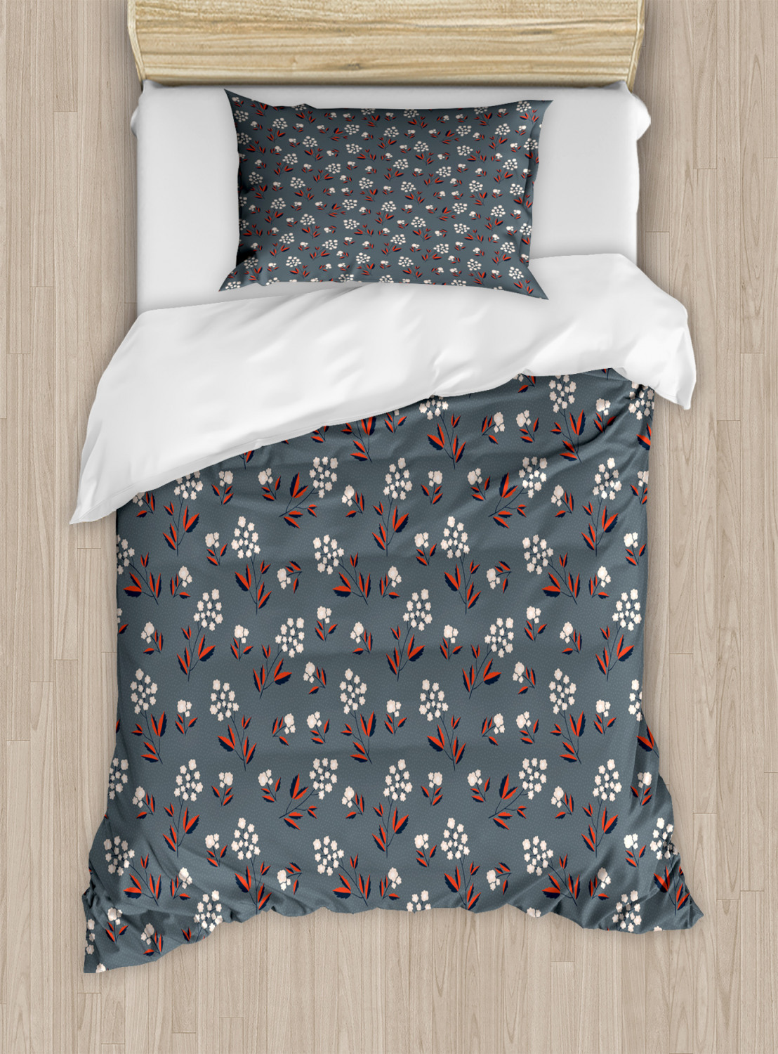 Floral Twin Size Duvet Cover Set, Spring Petals Inspirational Branches ...