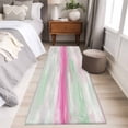 thumbnail image 5 of Abstract Sunset Washable Runner Rugs 2'x6', Pink Green White Gradient Modern Oil Painting Low Pile Throw Entryway Rug Non-Slip Sturdy Edge Binding Carpet for Indoor Bedside Entrance Bedside, 5 of 9