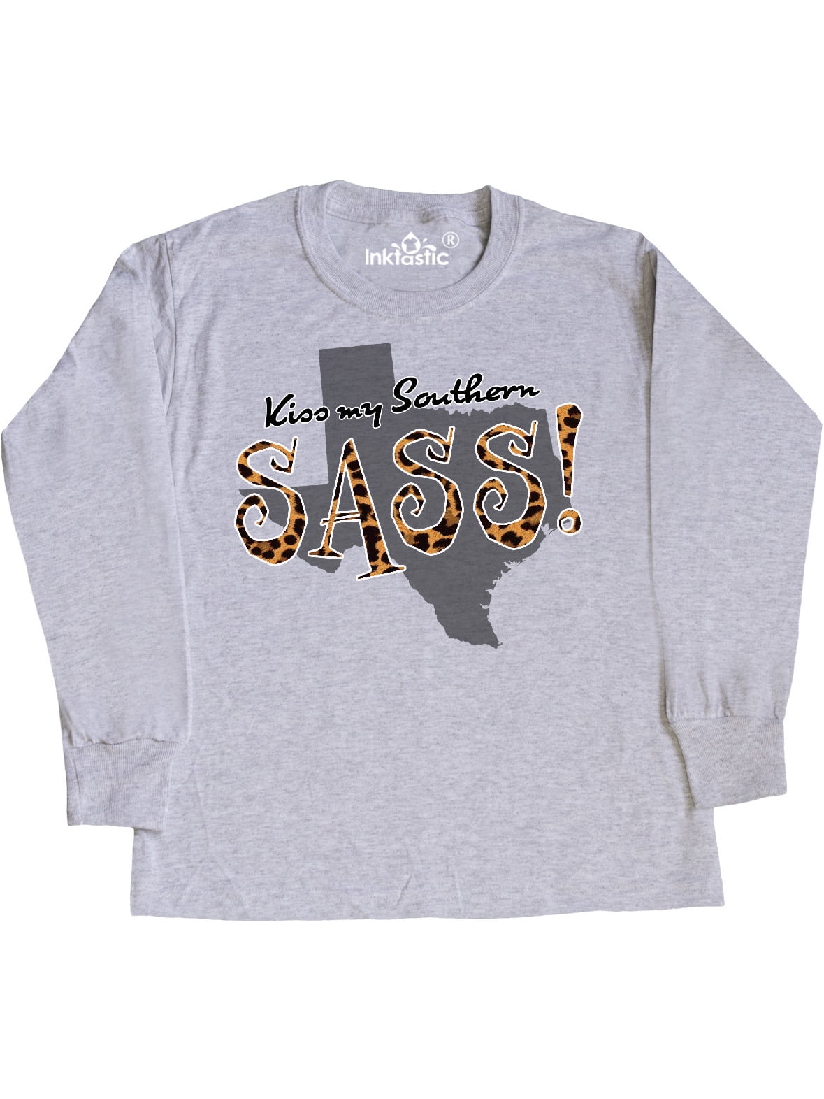 Texas Kiss My Southern Sass In Leopard Print Youth Long Sleeve T Shirt