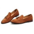 thumbnail image 4 of Santimon Men Tassel Loafers Fashionable Matte Leather Dress Shoes for Wedding Prom Party Formal Occasions Tan US 6, 4 of 8