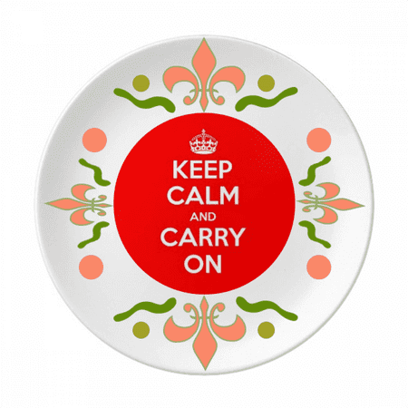 

Quote Keep Calm And Carry On Red Flower Ceramics Plate Tableware Dinner Dish