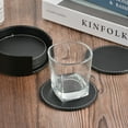 thumbnail image 4 of Set of Leather Drink Coasters Round Cup Mat Pad for Home and Kitchen Use-black, 4 of 5