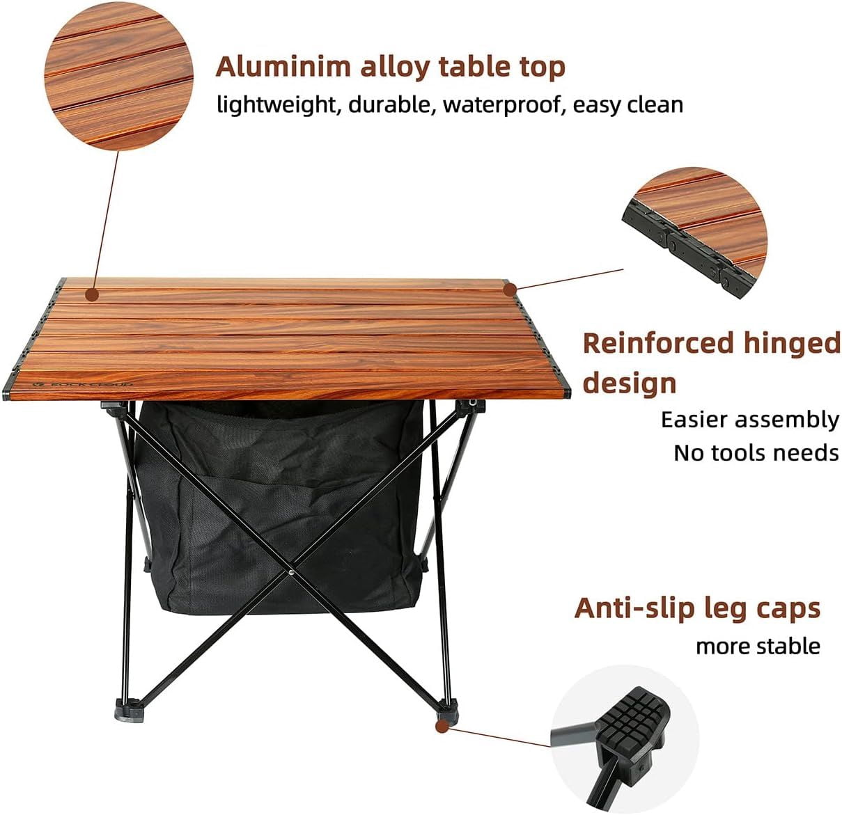 Portable Camping Table Ultralight Aluminum Camp Table Folding Beach Table for Camping Hiking Backpacking Outdoor Picnic, Size M