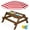 Walnut/Red, variant on Best Choice Products Kids 3-in-1 Outdoor Convertible Activity Sand & Water Picnic Table w/ Umbrella - Green