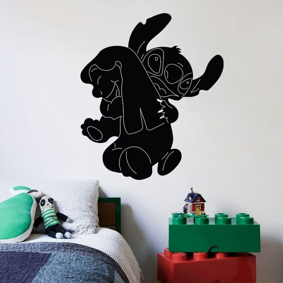 Cute Lilo And Stitch Disney Movie Silhouette Disney Lilo and Stitch Cute Bestfriend Foerever Silhouette Disney Wall Sticker Vinyl Decal Home Decor Room Living Room Bedroom Decoration Size (30x30 inch)