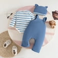 thumbnail image 4 of kpoplk Newborn Baby Boy Romper Fall Clothes Set 3Pcs Long Bodysuit +Jogger Pants +Hat Infant Coming Home Outfit For 0 3 6 9 12 18 Month Boy Size 6-12 Months,a9-Light Blue, 4 of 7