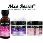 Mia Secret Liquid Monomer 1 oz + Powder 1 oz x 2 (White + Natural Pink)