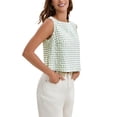 thumbnail image 4 of INSPIRE CHIC Womens Summer Cropped Tank Tops Gingham Top Button Back Casual Sleeveless Blouses Shirts M Green, 4 of 5
