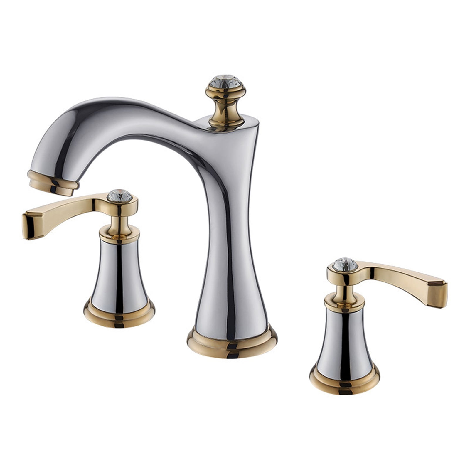 Basin Faucets Total Brass Black and Gold Bathroom Sink Faucets 3 Hole Double Handle Hot And Cold Waterfall Faucet Water Tap