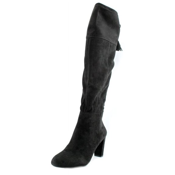 Womens I35 Hadli Fringe Tie Pull On Over The Knee Boots, Black
