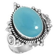 thumbnail image 1 of 925 Sterling Silver Ring For Women - Teens Blue Chalcedony Gemstone Silver Ring Size 8 Costume Silver Ring Size 8 Easter Gift For Girl Friend Gemstone 925 Silver Jewelry, 1 of 1