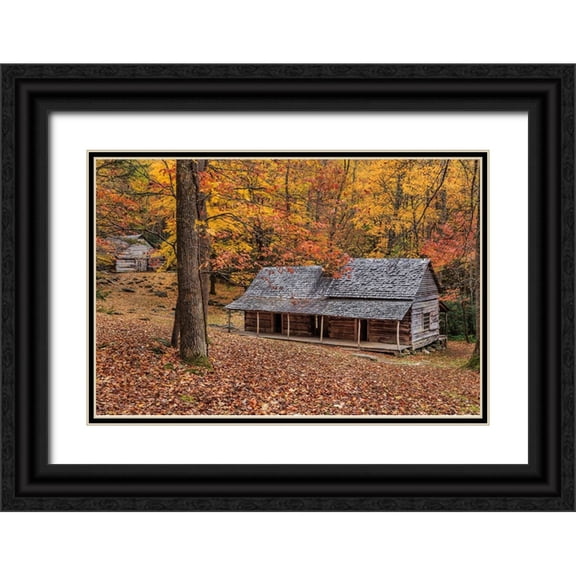 Galloimages Online 14x11 Black Ornate Wood Framed with Double Matting Museum Art Print Titled - Bud Ogle Place With Barn Comp 2